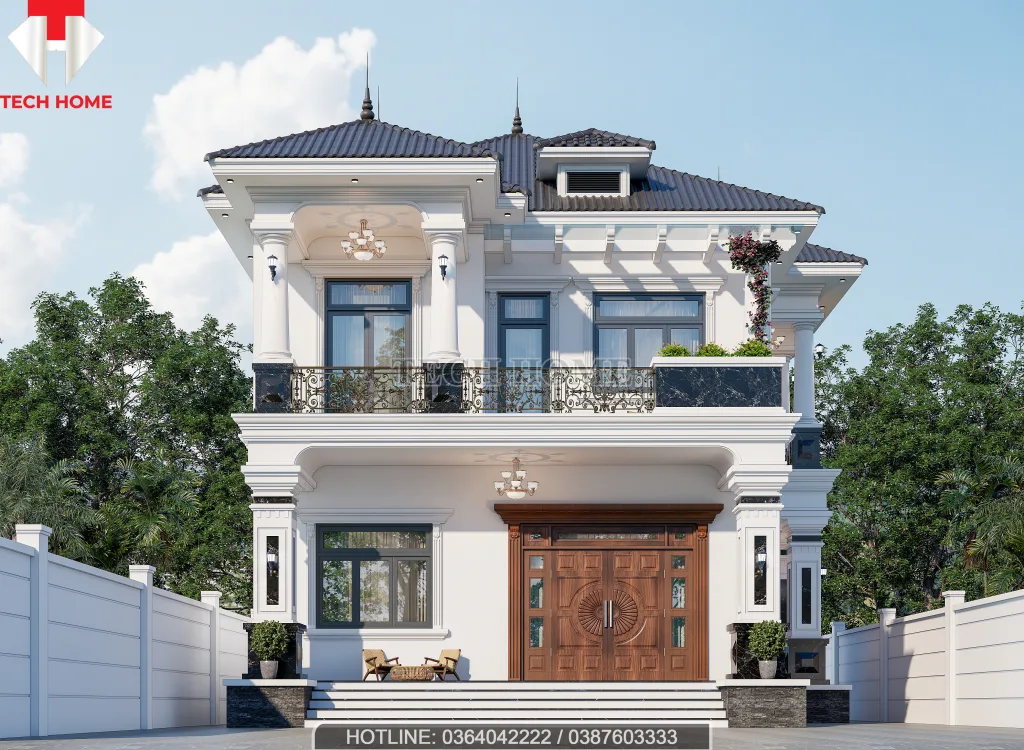 Biệt thự 2 tầng mái nhật phong cách tân cổ điển nhẹ nhàng và tinh tế.