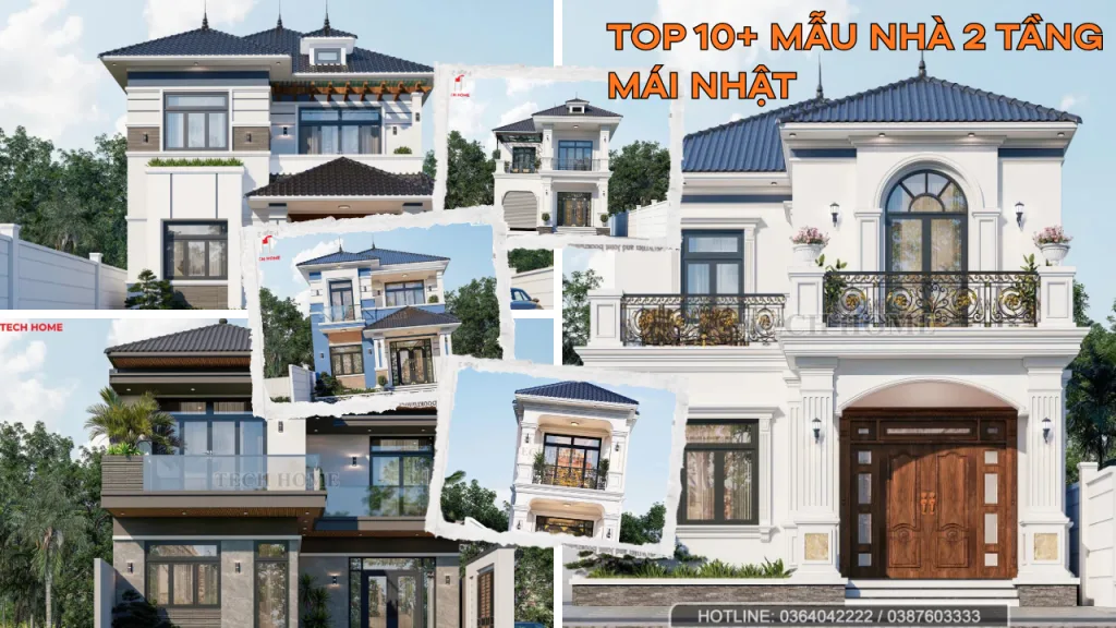mẫu nhà 2 tầng mái nhật