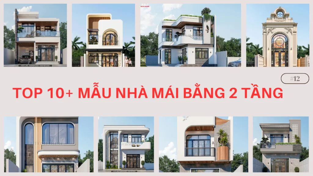 mẫu nhà mái bằng 2 tầng