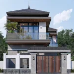 Tổng quát mẫu nhà mái Nhật 2 tầng hiện đại