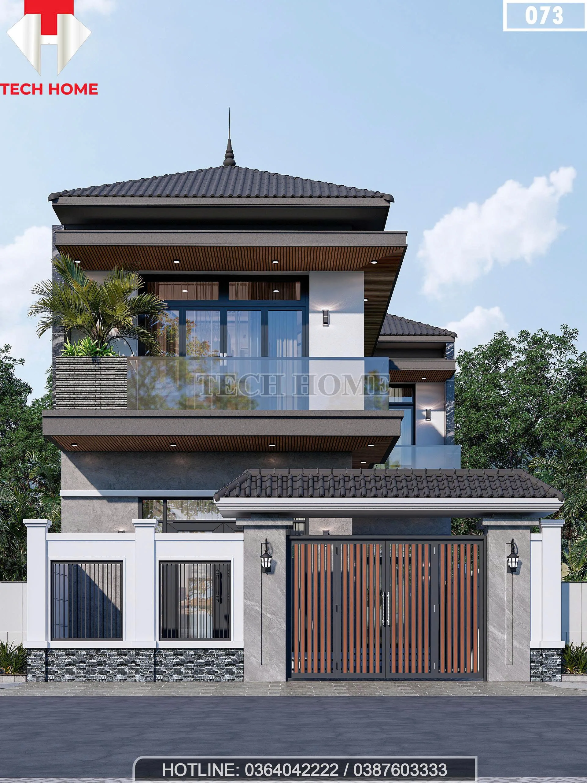 Tổng quát mẫu nhà mái Nhật 2 tầng hiện đại