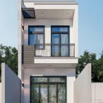 Phối cảnh mặt tiền hiện đại mẫu nhà ống 2 tầng 4x15m tại Hải Phòng của chị Linh.