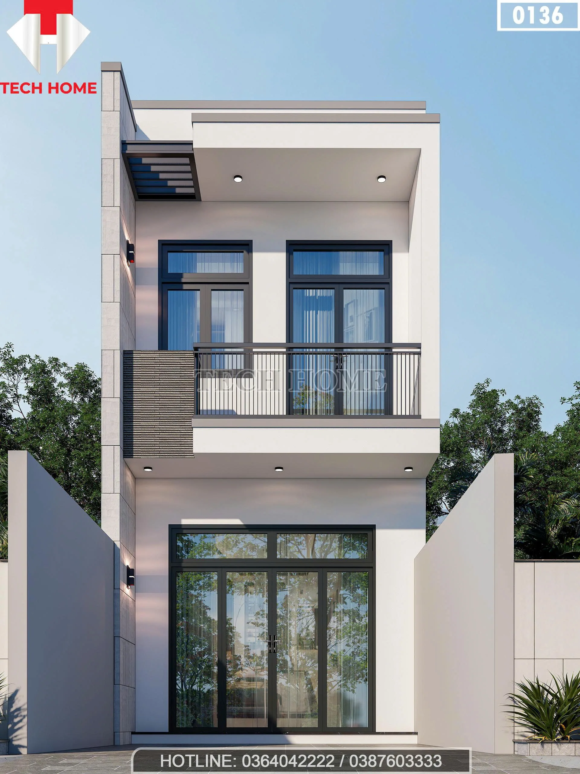 Phối cảnh mặt tiền hiện đại mẫu nhà ống 2 tầng 4x15m tại Hải Phòng của chị Linh.