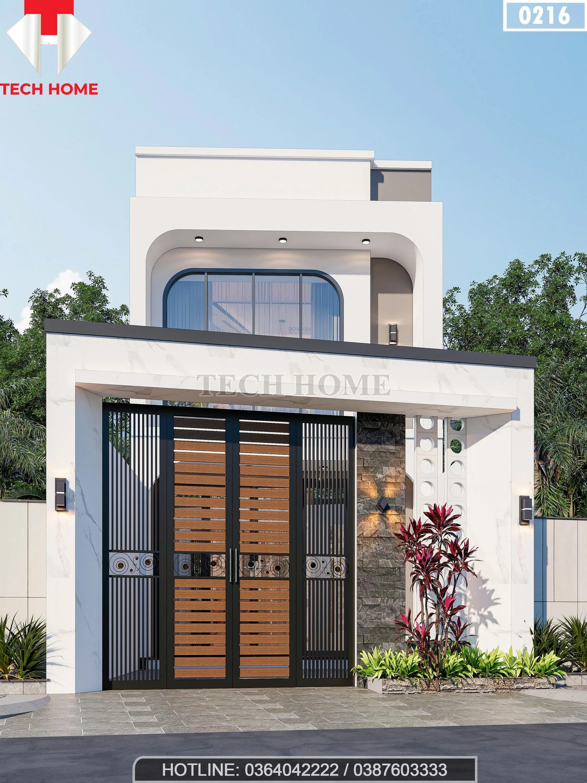 Tổng thể mẫu nhà ống 2 tầng hiện đại