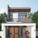 Tổng thể mẫu nhà phố 2 tầng hiện đại