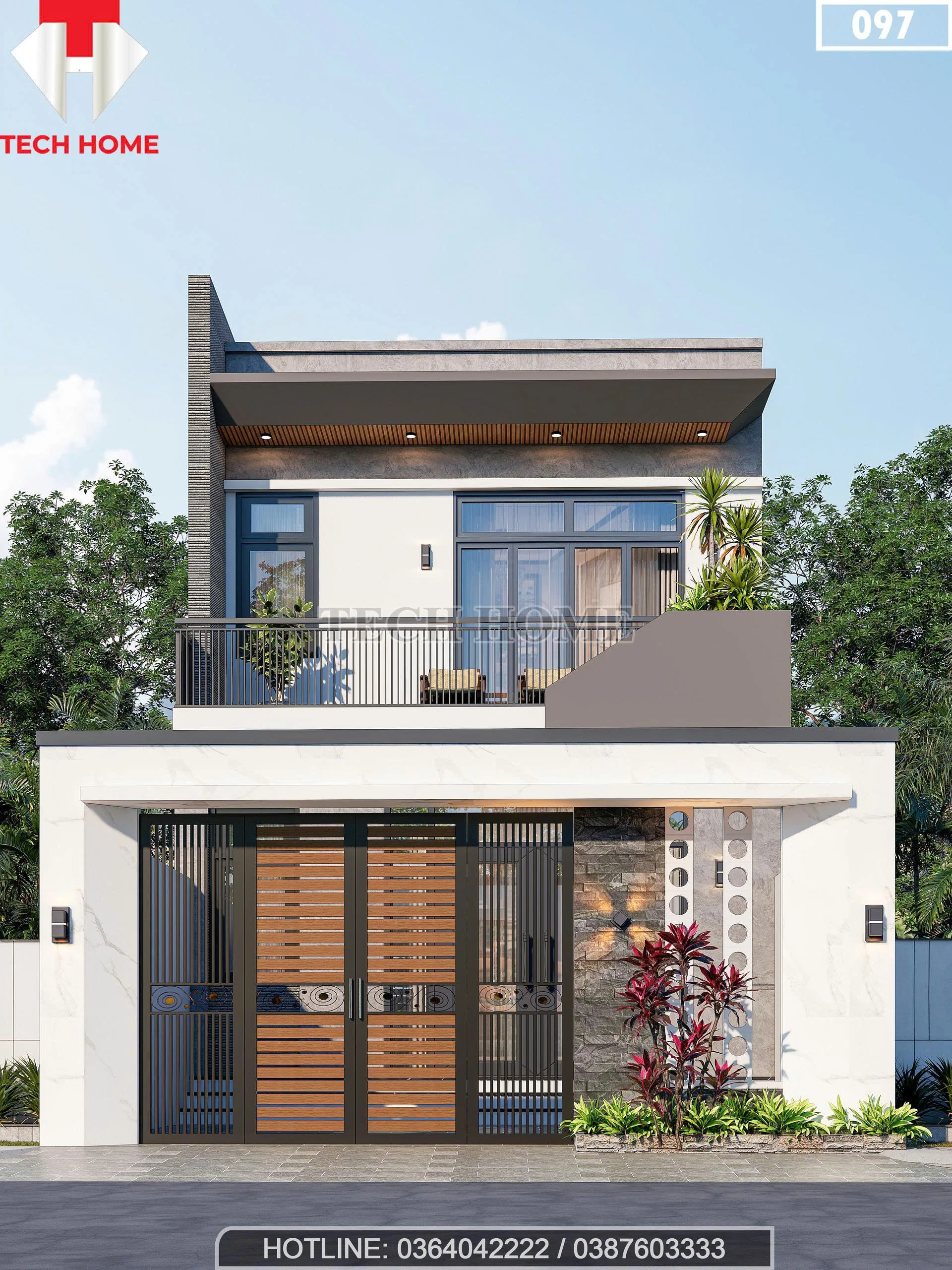 Tổng thể mẫu nhà phố 2 tầng hiện đại