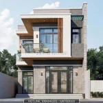 Phối cảnh mặt tiền mẫu nhà phố 2 tầng hiện đại 85m2 sang trọng tại Bắc Ninh của Anh Hiệp.