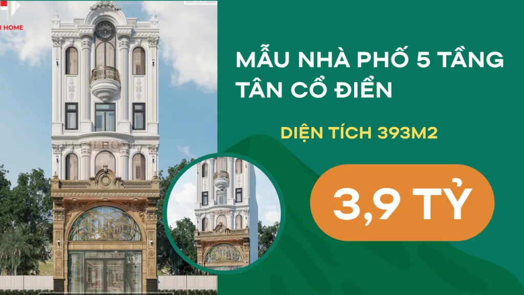 mẫu nhà phố tân cổ điển 5 tầng