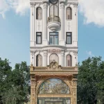 Phối cảnh mặt tiền chính diện mẫu nhà phố tân cổ điển 5 tầng sang trọng tại Bắc Ninh.