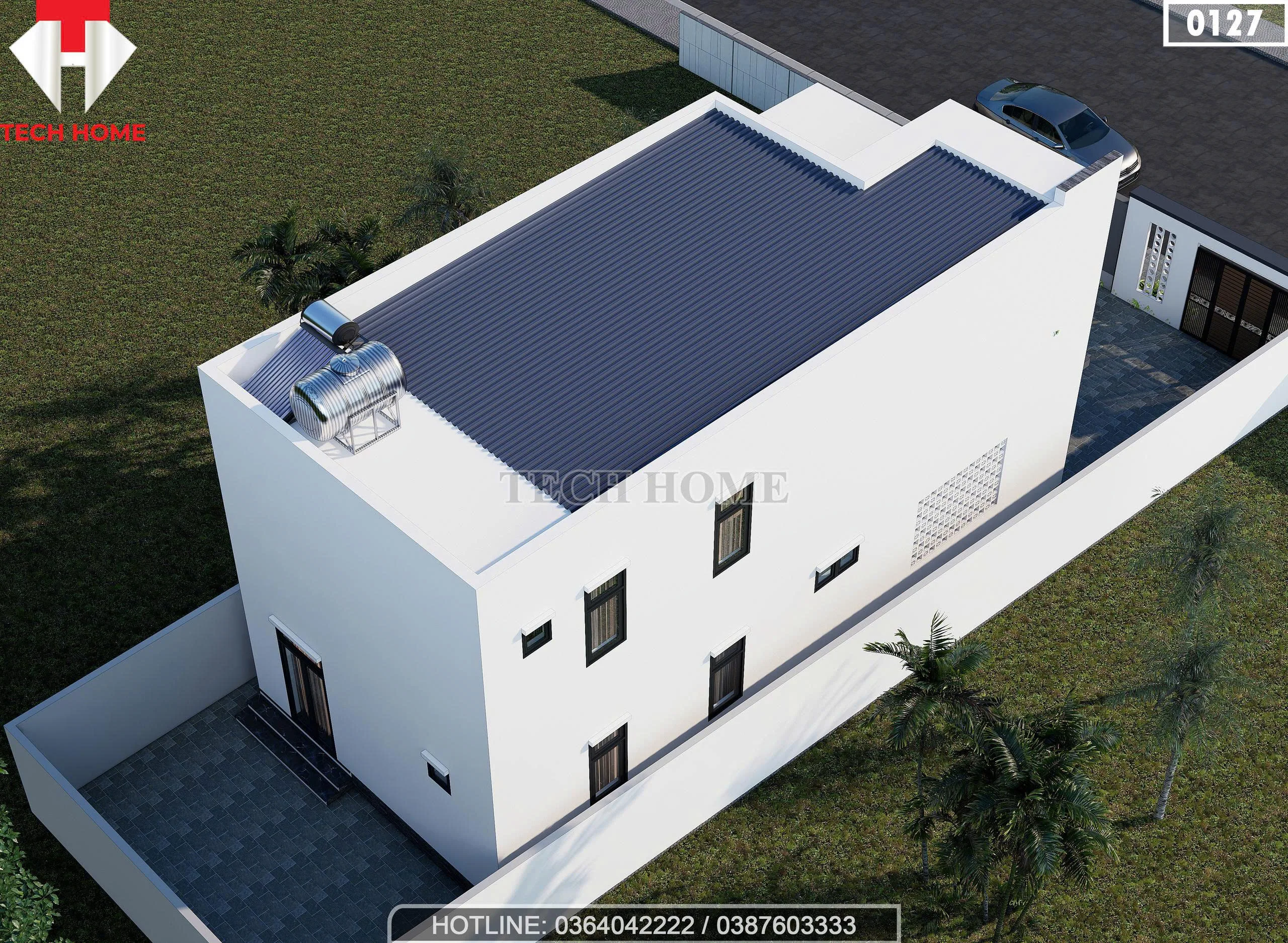 Tổng thể mẫu nhà phố 2 tầng hiện đại