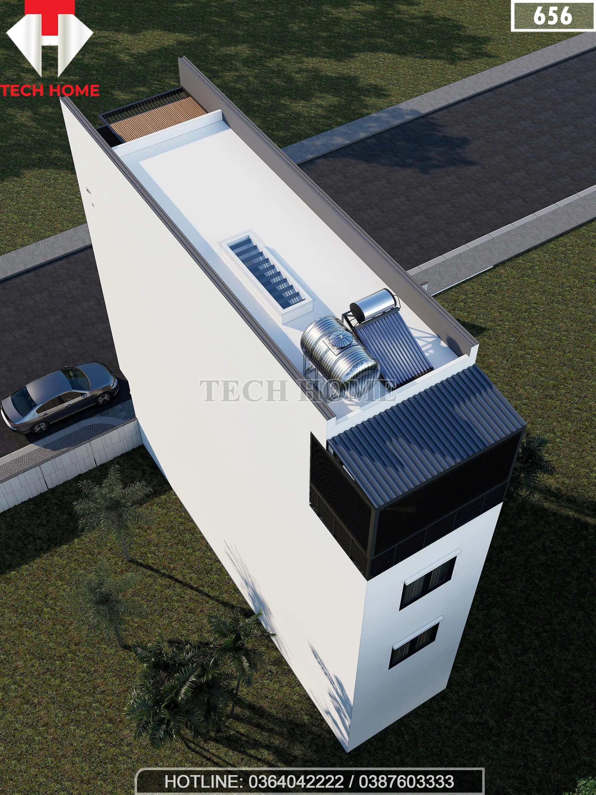 Tổng thể mẫu nhà phố 4 tầng 4x15m hiện đại