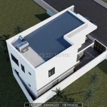 Tổng thể mặt sau mẫu nhà phố 2 tầng hiện đại