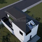 Tổng thể mặt sau mẫu nhà mái Nhật 2 tầng hiện đại