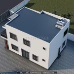 Tổng thể mẫu nhà 2 tầng mái bằng hiện đại