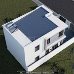 Tổng thể mặt sau mẫu nhà 2 tầng mái bằng hiện đại