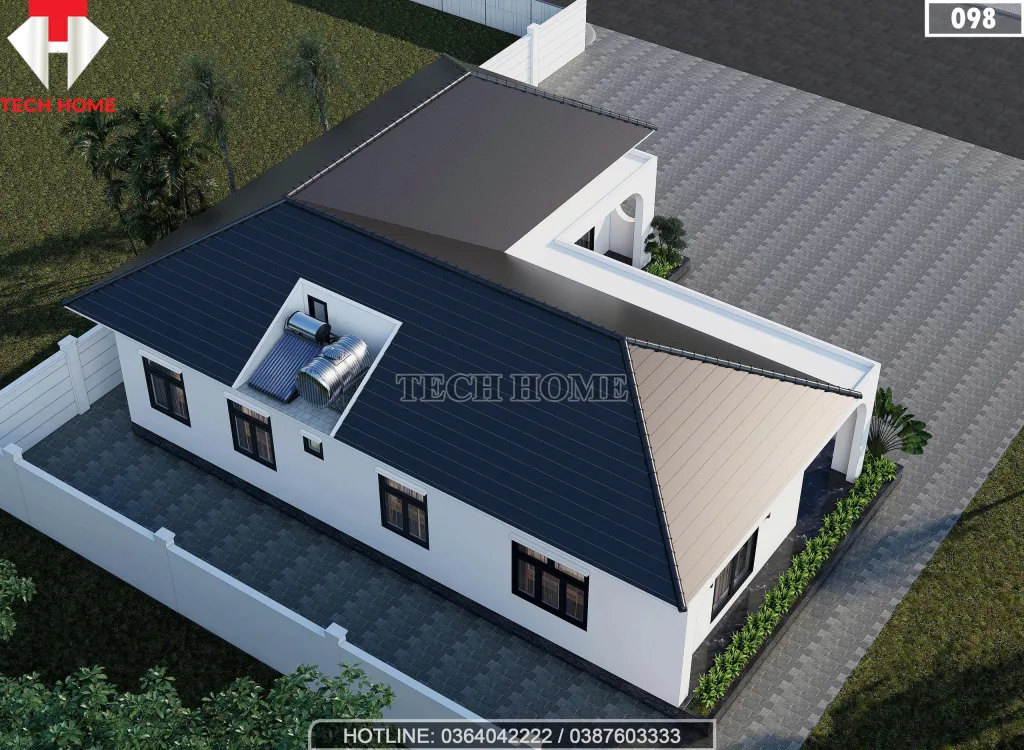 Tổng thể mẫu nhà cấp 4 mái Nhật 4 phòng ngủ