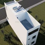 Tổng thể mặt sau mẫu nhà ống 2 tầng 1 tum hiện đại