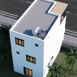 Tổng thể mặt sau mẫu nhà phố 3 tầng hiện đại