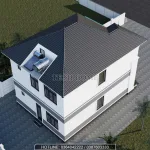 Tổng thể mặt sau mẫu nhà 2 tầng mái Nhật tại Bắc Ninh