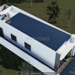 Phối cảnh từ trên cao mẫu nhà cấp 4 mái bằng sử dụng giải pháp lợp tôn giấu mái thông minh, giúp tiết kiệm chi phí.