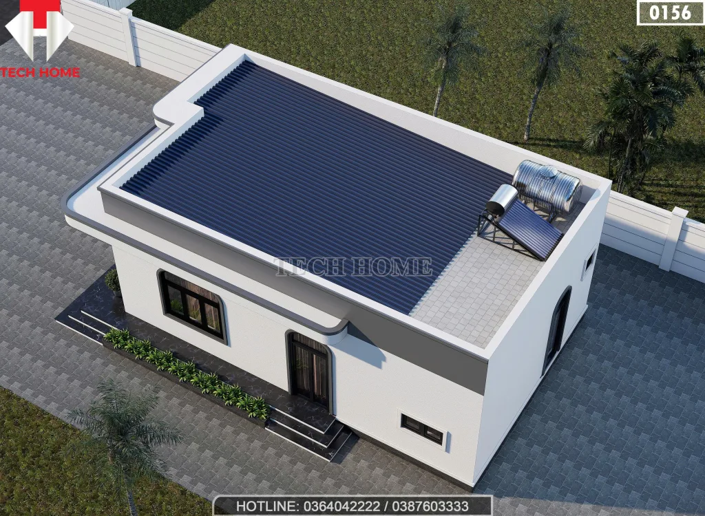 Tổng thể mẫu nhà cấp 4 mái bằng hiện đại