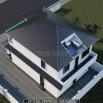 Tổng thể mặt sau mẫu nhà mái Nhật 2 tầng đẹp