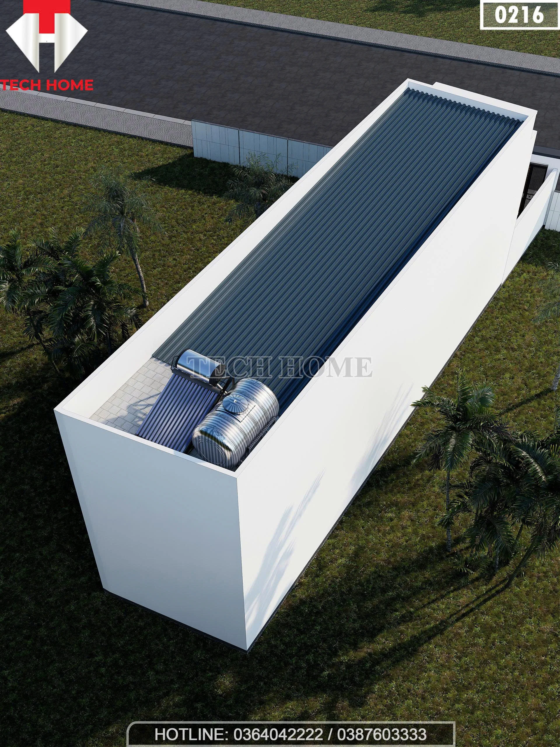 Tổng thể mặt sau mẫu nhà ống 2 tầng hiện đại