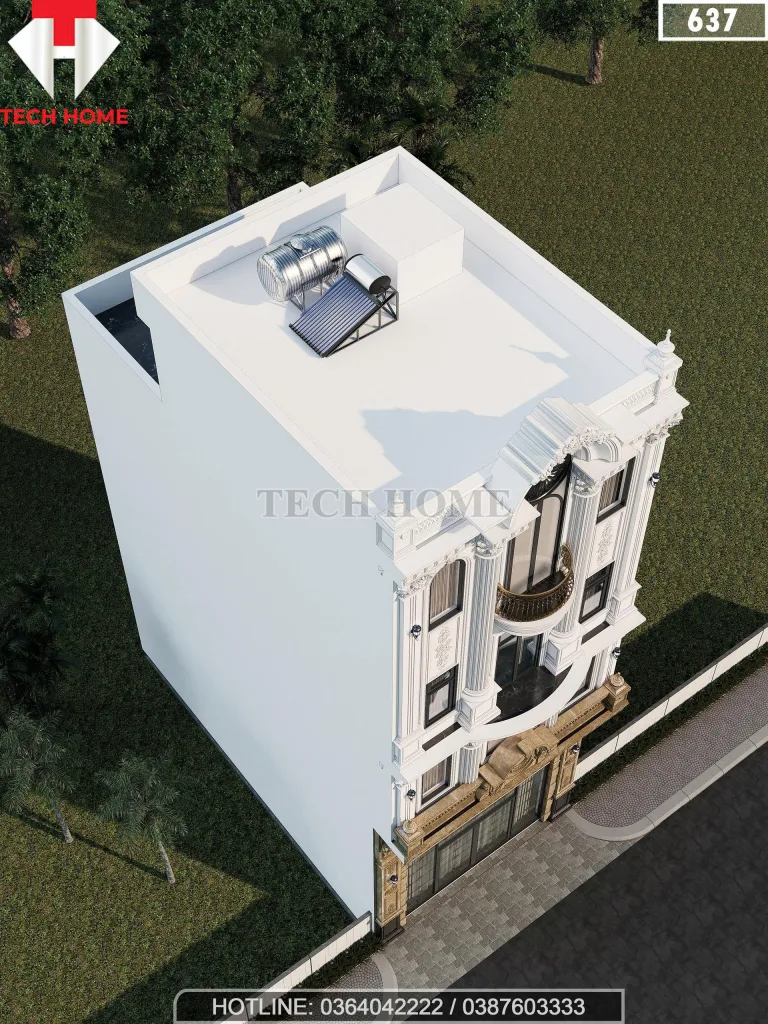 Tổng thể mẫu nhà phố tân cổ điển 5 tầng