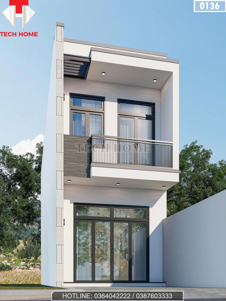 Góc nghiêng mẫu nhà ống 2 tầng 4x15m