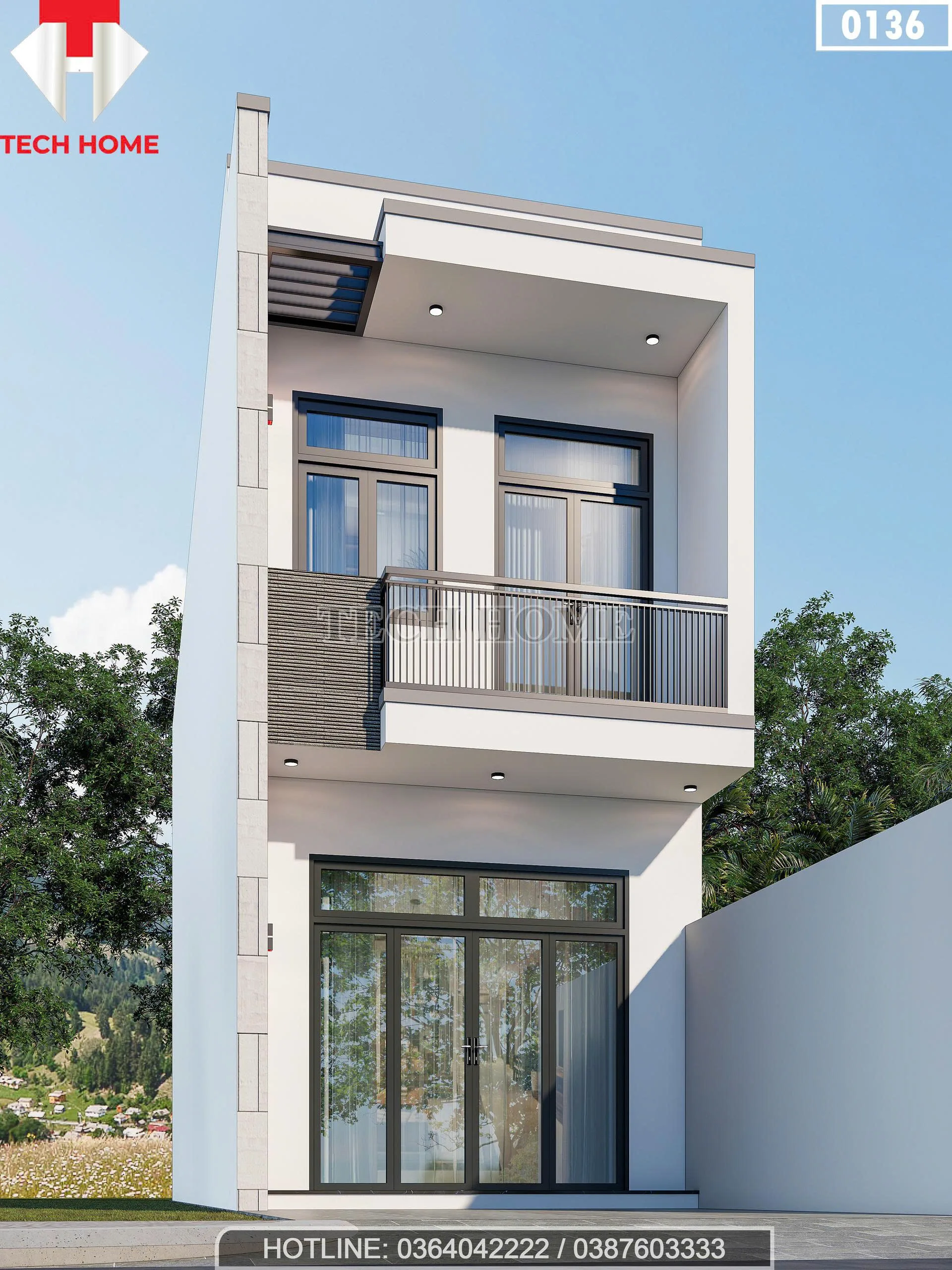 Góc nghiêng mẫu nhà ống 2 tầng 4x15m