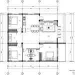 Bản vẽ bố trí công năng mẫu nhà cấp 4 mái Nhật 3 phòng ngủ diện tích 145m2.