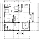 Bản vẽ mặt bằng công năng mẫu nhà vườn 1 tầng 4 phòng ngủ của anh Sinh tại Trung Sơn.