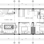 Bản vẽ bố trí công năng tầng 1 mẫu nhà ống 2 tầng hiện đại diện tích 105m2.