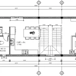 Bản vẽ mặt bằng tầng 1 mẫu nhà phố 5x18m có phòng khách 24.5m2 và phòng ngủ tầng 1.