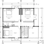 Bản vẽ bố trí công năng tầng 2 mẫu nhà 2 tầng hiện đại diện tích 125m2.