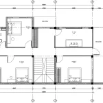 Bản vẽ bố trí công năng tầng 2 mẫu thiết kế nhà đẹp tại Hưng Yên diện tích 100m2 với 3 phòng ngủ và phòng thờ.