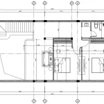 Bản vẽ bố trí công năng tầng 2 mẫu nhà ống 2 tầng hiện đại diện tích 105m2.