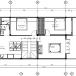 Bản vẽ chi tiết tầng 2 mẫu nhà phố 2 tầng hiện đại tại Hải Phòng công năng 4 phòng ngủ.