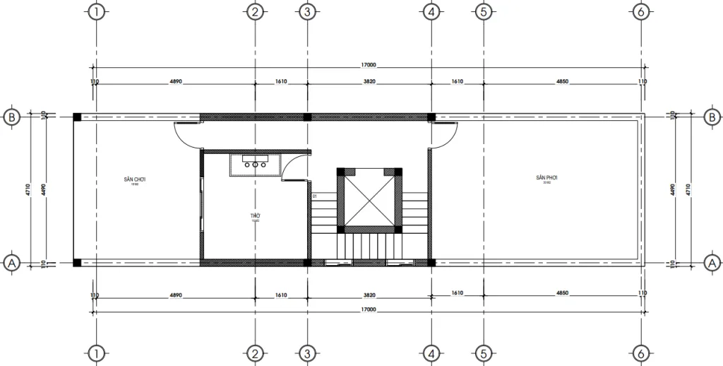 Bản vẽ mặt bằng công năng tầng 5 mẫu nhà phố hiện đại 5 tầng tại Sóc Sơn.
