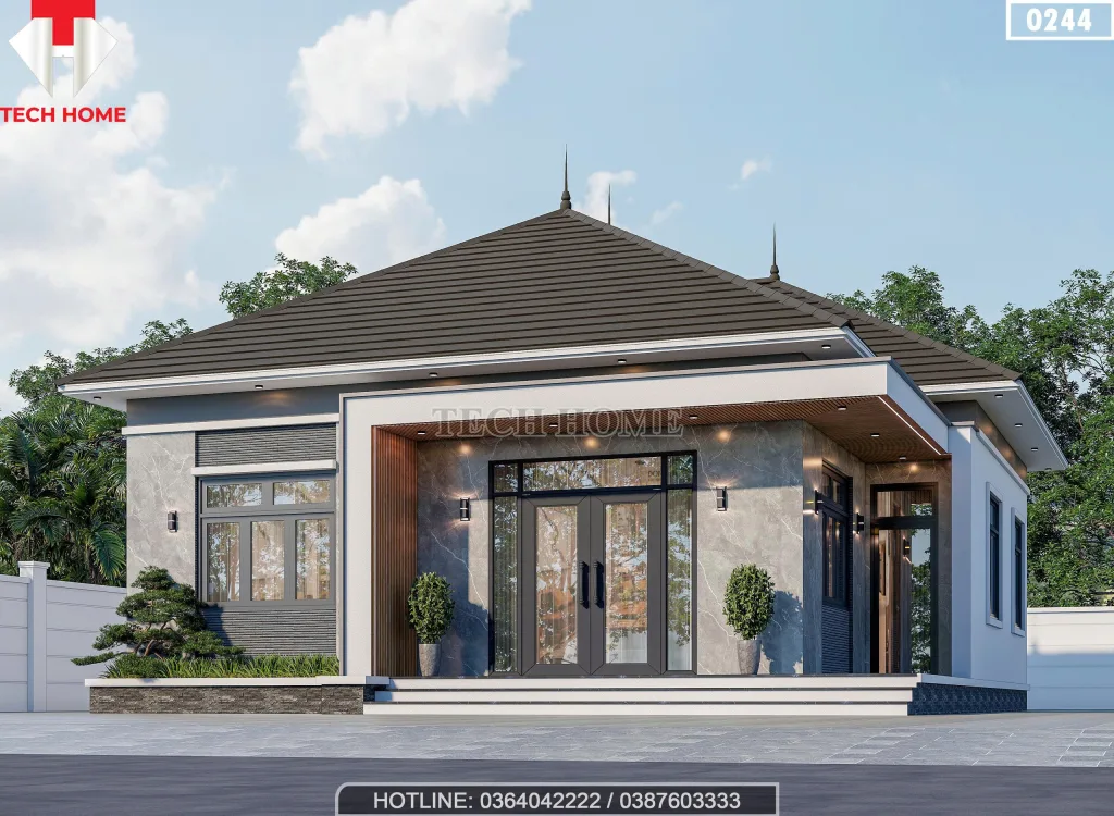 Góc nghiêng Mẫu nhà cấp 4 mái Nhật 3 phòng ngủ