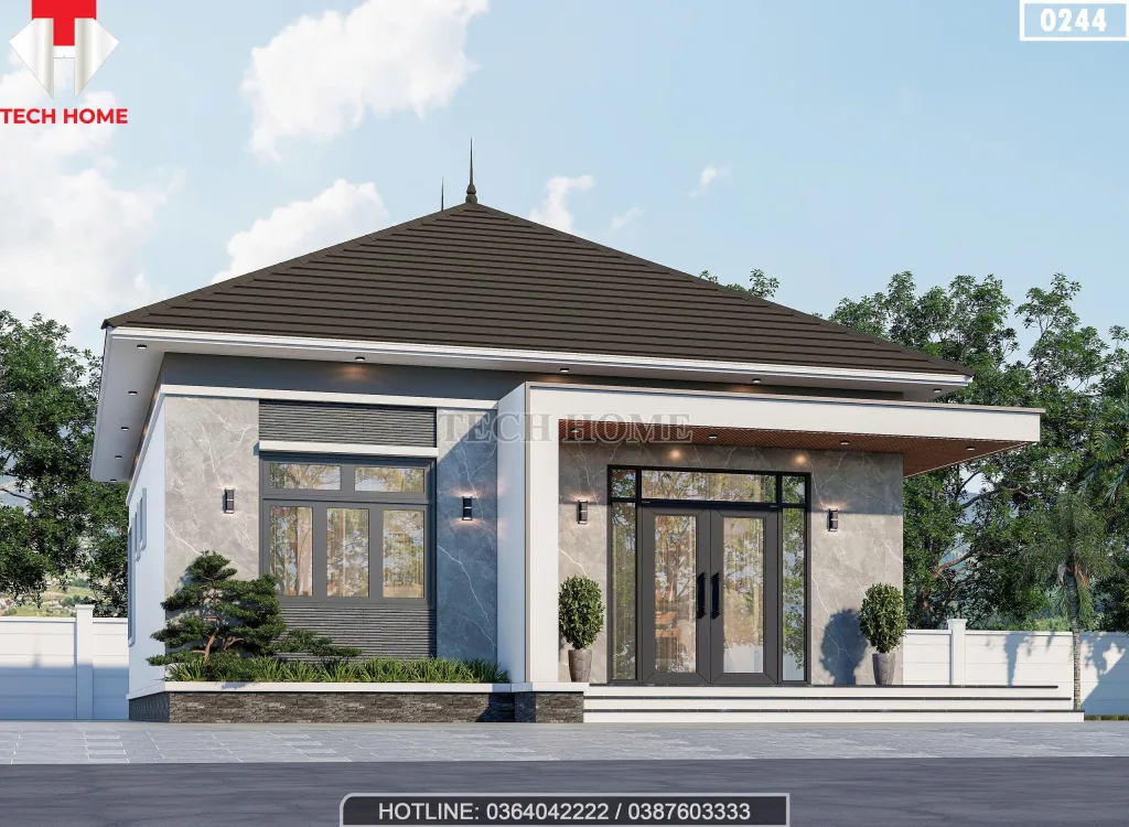 Góc nghiêng Mẫu nhà cấp 4 mái Nhật 3 phòng ngủ