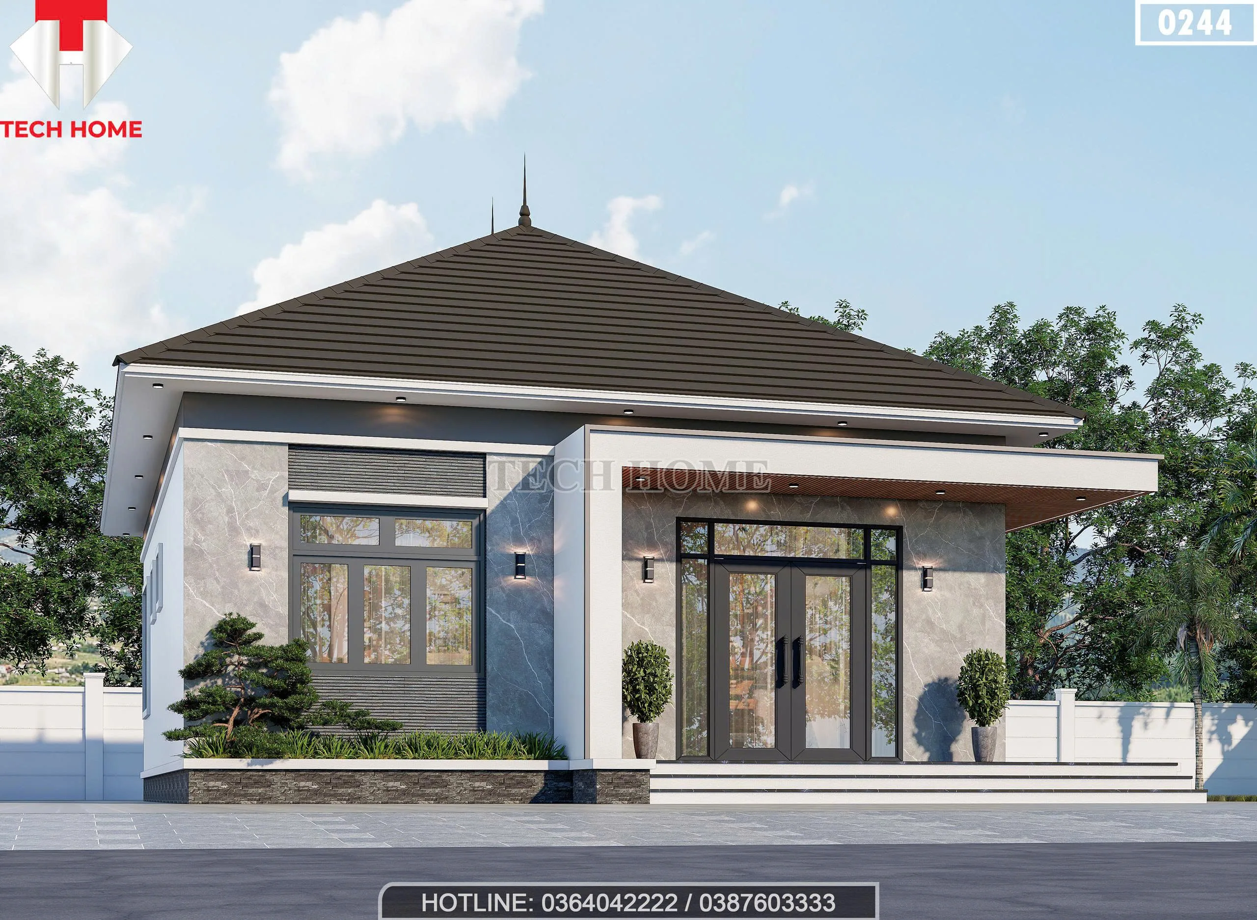 Góc nghiêng Mẫu nhà cấp 4 mái Nhật 3 phòng ngủ