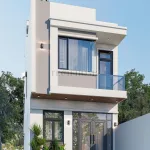 Góc nghiêng mẫu nhà phố 2 tầng 1 tum hiện đại