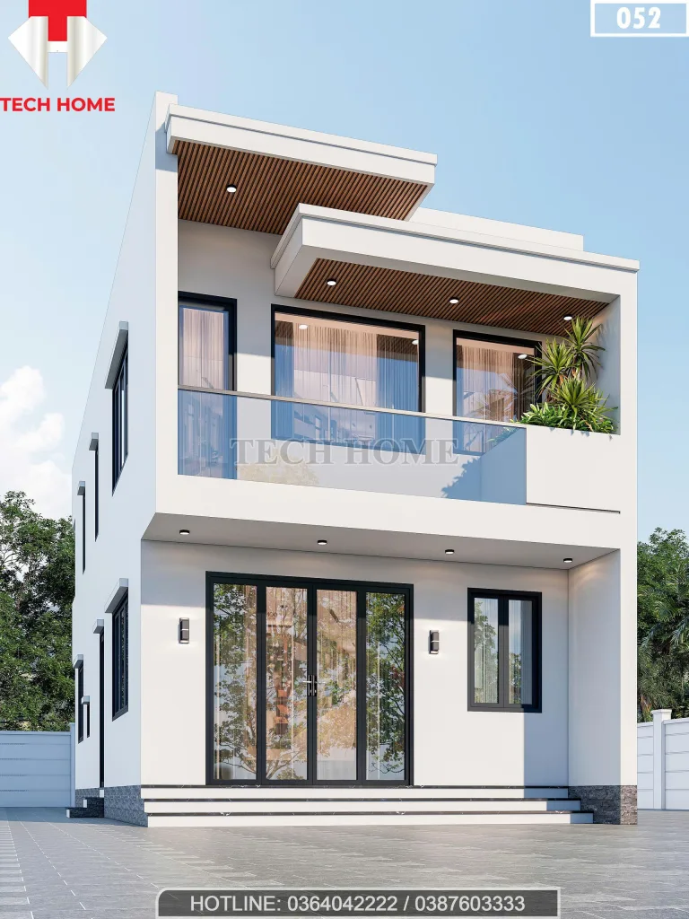 Góc nghiêng mẫu nhà phố 2 tầng hiện đại