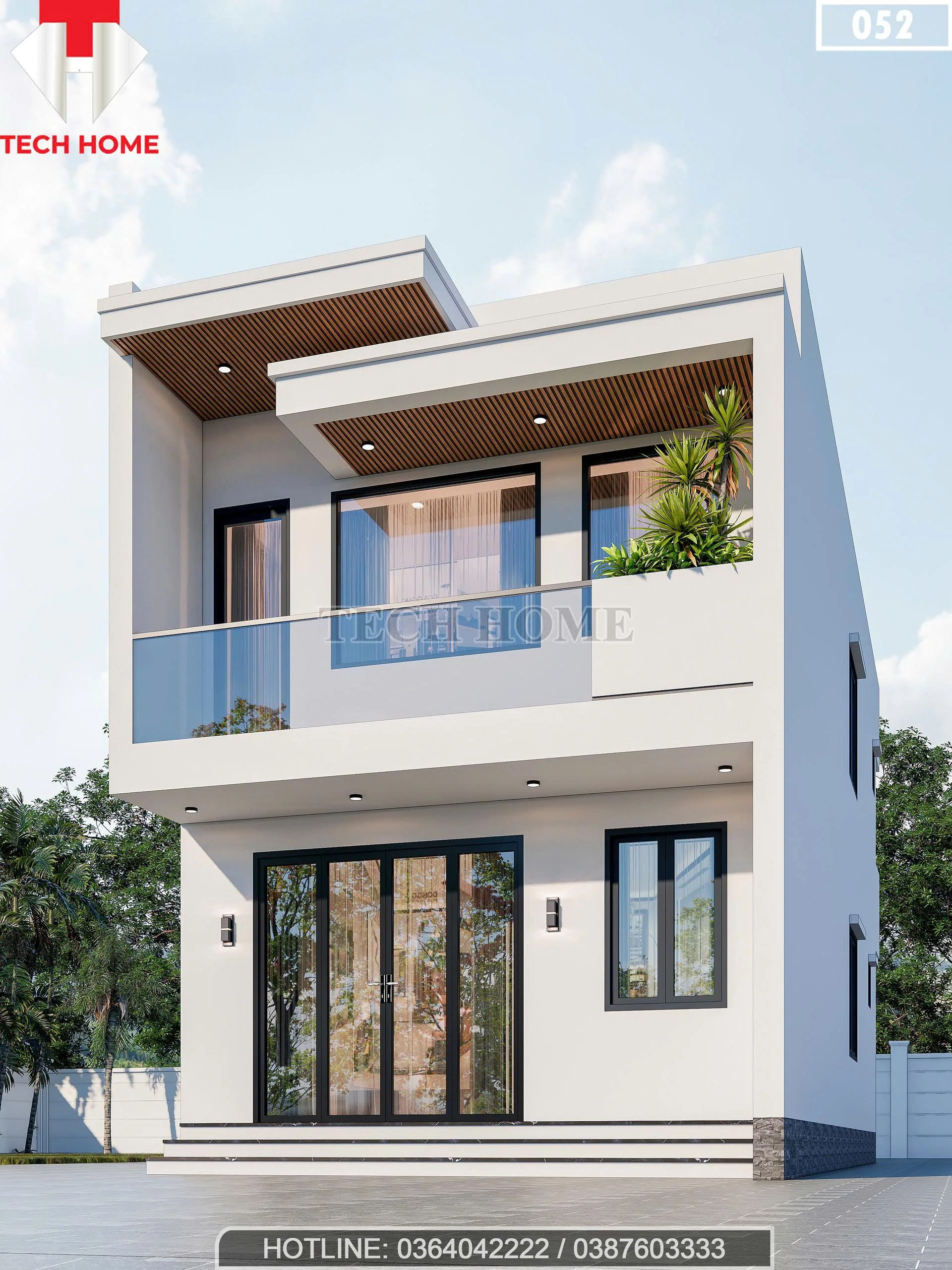 Góc nghiêng mẫu nhà phố 2 tầng hiện đại