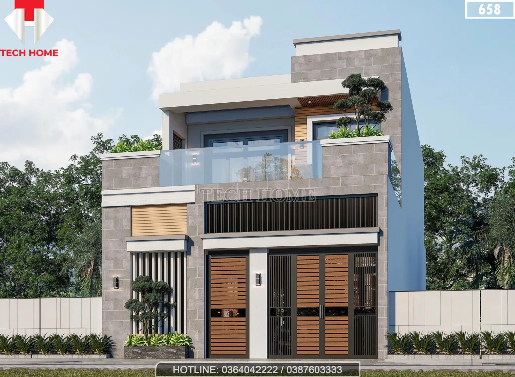 Góc nghiêng mẫu nhà phố 2 tầng hiện đại tại Hải Phòng