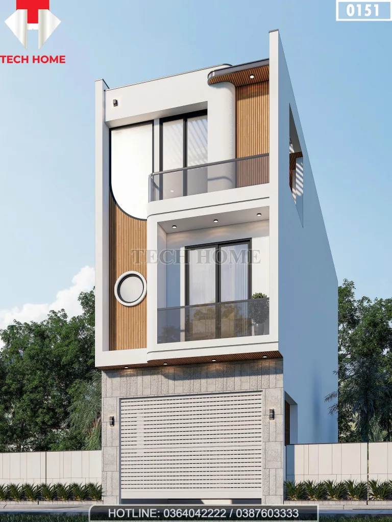 Góc nghiêng mẫu nhà phố 3 tầng hiện đại tại Hải Phòng