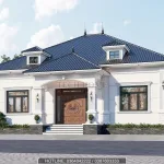 Góc nghiêng mẫu nhà vườn 1 tầng 4 phòng ngủ