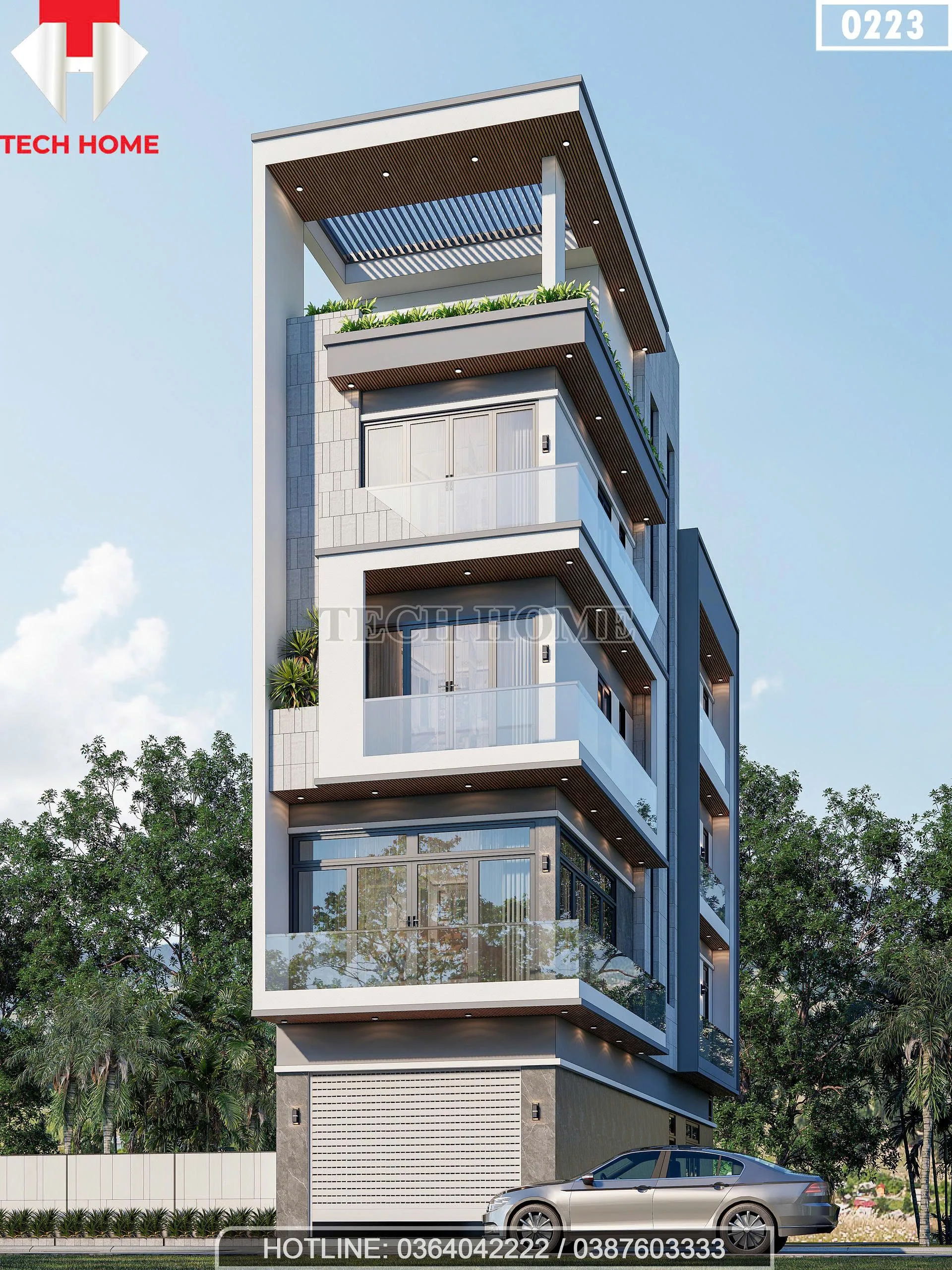 Góc nghiêng nhà phố hiện đại 5 tầng tại Sóc Sơn