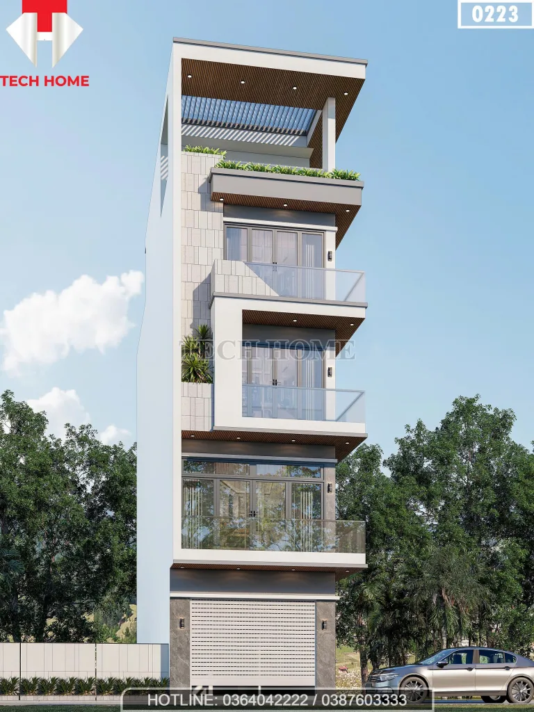 Góc nghiêng nhà phố hiện đại 5 tầng tại Sóc Sơn